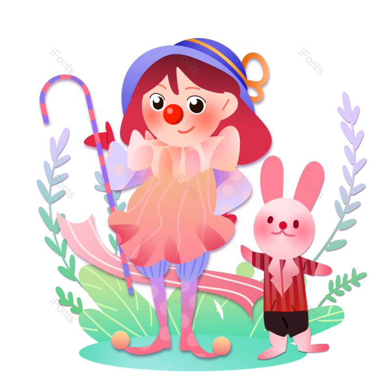 兔子图片,插画元素,素材PNG,女孩免抠素材